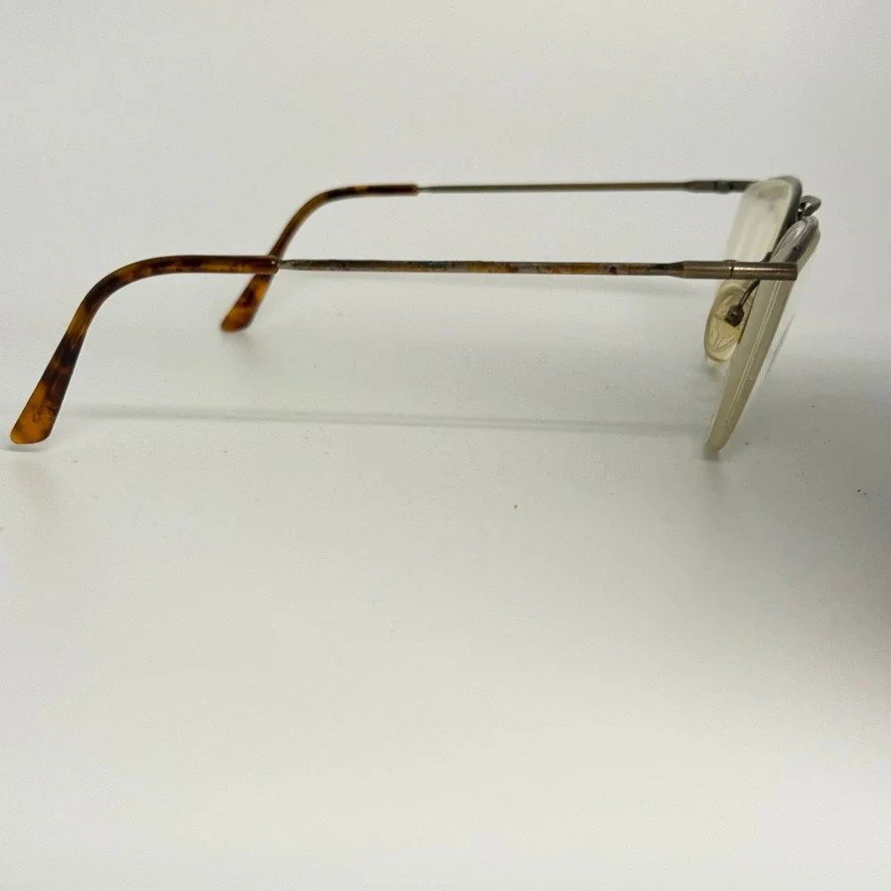 Vintage Gold Tone Half Rim Eyeglasses Frame Tortoise Shell Temple Tips 22872‎